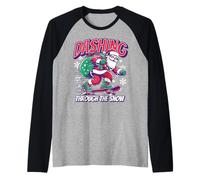 Dashing Through The Snow Skateboard Santa Maglia con Maniche Raglan