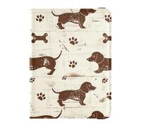 Dashshund - Portadocumenti in pelle marrone con grazioso cane, in stile retrò, accessorio da viaggio per passaporto, con scomparto per carte di vaccinazione, ultra sottile