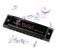 DASHUAIGE Armonica blues in do, 10 fori, 20 toni, armonica blues a bocca, organo musicale perfetto, regalo per bambini, adulti, principianti e artisti (nero)