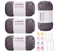 DASIAUTOEM Filato spesso di cotone per uncinetto, 4 pezzi di filato Chunky Yarn con accessori all'uncinetto per principianti, senza lana divisa per lavorare a maglia, filati di nylon di cotone per