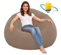 DASIAUTOEM Pouf gonfiabile, poltrona gonfiabile, divano con pompa ad aria, pouf da gioco, per allevare, per adulti e bambini, per soggiorno, cameretta dei bambini, interni ed esterni (marrone caffè)