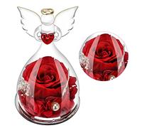 DASIAUTOEM Rose Eterne Regalo Donna, Angelo Rosa Stabilizzata Vera in Vetro, Floreale Fatta a Mano, Festa della Mamma, Madre Lei Moglie Fidanzata Compleanno, Anniversario, Matrimonio