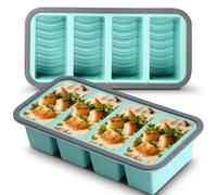 DASIAUTOEM Souper Cubes - Stampo per congelamento in silicone, 2 pezzi, 250 ml, in silicone, a 4 fori, con coperchio, in silicone, per zuppa, brodo, salsa, cubetti di ghiaccio