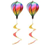 Dasing 2 Pezzi Campanelli Eolici da Appendere all'Aperto, Palloncino da Giardino Decoro per Mongolfiera a Strisce di Vento Arcobaleno Twist Resistente alle Intemperie Decoro per Cortile Girandola