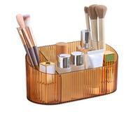 DASITON Organizer Trucchi,Porta Pennelli Trucchi Organizer con 5 scomparti,Contenitore per Cosmetici in Acrilico,Portatrucchi Organizzatore Trucchi per Pennelli,Rossetto,Gioielli e Creme(Arancione)