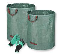 DASJD Borsa da Giardino Include Guanti Protettivi, 1/2/3/4 Pieghevole Sacchi Giardinaggio con Maniglie, Idrorepellente Antistrappo Sacchi per Rifiuti da Giardino per Foglie, Rifiuti Verdi,2pcs
