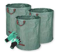 DASJD Borsa da Giardino Include Guanti Protettivi, 1/2/3/4 Pieghevole Sacchi Giardinaggio con Maniglie, Idrorepellente Antistrappo Sacchi per Rifiuti da Giardino per Foglie, Rifiuti Verdi,3pcs