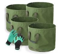 DASJD Sacchi per Rifiuti da Giardino con Maniglie, 1/2/3/4 Sacchi Giardinaggio Pieghevole, Sacco Raccogli Foglie per Foglie, Erbacce, Rifiuti, Include Guanti Protettivi,4pcs
