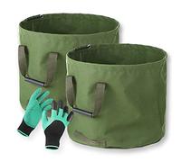 DASJD Sacchi per Rifiuti da Giardino con Maniglie, 1/2/3/4 Sacchi Giardinaggio Pieghevole, Sacco Raccogli Foglie per Foglie, Erbacce, Rifiuti, Include Guanti Protettivi,2pcs