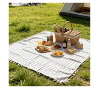 DASJKDI 1 coperta da campeggio rossa Boho con nappe, primavera estate, adatta for gite in spiaggia, escursioni, picnic nel parco per campeggio(White,140x180cm)