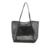 DASJKDI Borsa da spiaggia in rete, borsa a tracolla monospalla for uomini e donne, for riporre indumenti lavaggio piscina quando si esce per vacanze estive(Black)