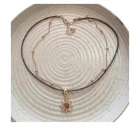DASJKDI Collana Con Ciondolo In Pelle Sole Con Geometria Della Pietra | Impilabile girocollo gioielli for le donne fascino Grunge