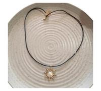 DASJKDI Collana Con Ciondolo In Pelle Sole Con Geometria Della Pietra | Impilabile girocollo gioielli for le donne fascino Grunge