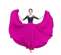 DASJKDI Gonna da ballo for danza del ventre 720 gradi, gonna lunga donna, viola e oro tinta unita, for esercitarsi con la ballerina(Purple Rose,Skirt Length 85cm)