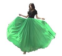 DASJKDI Gonna da ballo for danza del ventre 720 gradi, gonna lunga donna, viola e oro tinta unita, for esercitarsi con la ballerina(Apple Green,Skirt Length 100cm)