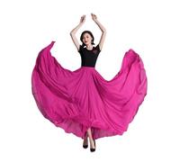 DASJKDI Gonna da ballo for danza del ventre 720 gradi, gonna lunga donna, viola e oro tinta unita, for esercitarsi con la ballerina(Light Rose,Skirt Length 85cm)