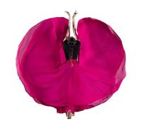 DASJKDI Gonna in chiffon 720 gradi danza del ventre donne gypsy lunga pratica indossare assortiti gonna plissettata tinta unita rosa(Deep Rose Red,S)