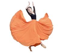 DASJKDI Gonna in chiffon da 720 gradi, danza del ventre, gonna lunga zingara, ballo, in oro viola tinta unita, ballerina(Orange,Length 80cm)