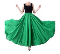 DASJKDI Gonna in chiffon da 720 gradi, danza del ventre, gonna lunga zingara, ballo, in oro viola tinta unita, ballerina(Green,Length 80cm)