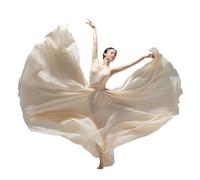 DASJKDI Gonna in chiffon da 720 gradi, danza del ventre, gonna lunga zingara, ballo, in oro viola tinta unita, ballerina(Nude,Length 90cm)