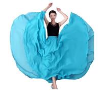 DASJKDI Gonna in chiffon da 720 gradi, danza del ventre, gonna lunga zingara, ballo, in oro viola tinta unita, ballerina(Lake blue,Length 80cm)