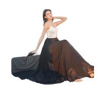 DASJKDI Gonna in chiffon da 720 gradi, danza del ventre, gonna lunga zingara, ballo, in oro viola tinta unita, ballerina(Ater,Length 95cm)