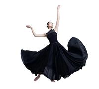 DASJKDI Gonne for la pratica della danza classica for le donne, gonna lunga for dell'arte dell'oscillazione larga, costumi da ballo for adulti(Black,360 degree 85cm)