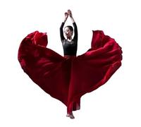 DASJKDI Gonne for la pratica della danza classica for le donne, gonna lunga for dell'arte dell'oscillazione larga, costumi da ballo for adulti(Burgundy,540 degree 90cm)