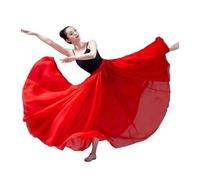 DASJKDI Gonne for la pratica della danza classica for le donne, gonna lunga for dell'arte dell'oscillazione larga, costumi da ballo for adulti(Red,540 degree 85cm)