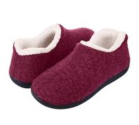 DASJKDI Pantofole Donna Scarpe da donna in pelliccia, calde e soffici, in cotone, invernali, antiscivolo, for esterni, con suola in gomma(Wine Red,41)