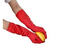 DASJKDI Red Gloves Washing Dishes Cleaning Waterproof Rubber Sleeve Latex Long Kitchen Tools per cucina, lavaggio stoviglie, bagno(M)