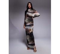 Daska - Vestito lungo a mantella sulla spalla in stampa astratta-Multicolore 48