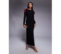 Daska - Vestito lungo rosso e nero con fiocchi sulle spalle 36-38