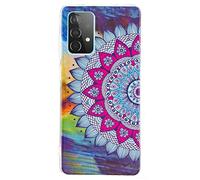 DasKan - Custodia in silicone luminoso per Samsung Galaxy A52 5G, luce fluorescente al buio, colorata, ultra sottile, morbida, retro in gomma, resistente agli urti, flessibile, TPU, fiore mandala