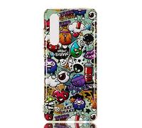 DasKAn Luminosa Custodia per Huawei P30,Fluorescente Colorato Arte Pittura Nottilucente Glow in Dark Cover Antiurto Flessibile TPU Silicone Custodia Protettiva per Huawei P30,Graffiti