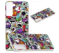 DasKAn Luminosa Custodia per Samsung Galaxy S21 Plus 5G,Fluorescente Colorato Arte Pittura Nottilucente Glow in Dark Cover Antiurto Flessibile TPU Silicone Custodia Protettiva,Graffiti