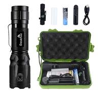 DaskFire Torcia LED Set 900Lumen Ultra Luminoso Torcia Tattica UV 2 in 1, Torcia UV di 395 NM Ultravioletti 4 Modalità IPx6 Impermeabile Zoom regolabile, per la caccia e la pesca notturna, campeggio