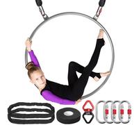 DASKING Cerchio aereo 2 punti, 80 85 90cm in acciaio inox set con borsa portatile resistente, capacità 226kg, Aerial Hoop kit per yoga sartiame per fitness, circo, allenamento, acrobazie e danza