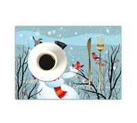 DASNK Tovagliette Plastica Lavabili, Set di 4 Tovagliette Non-scivolose Resistenti al calore,Tovaglietta per Cucina,Natale, Rami invernali innevati Bacche Ciuffolotto,30x45cm