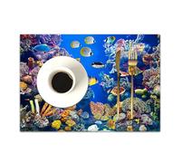 DASNK Tovagliette Plastica Lavabili, Set di 4 Tovagliette Non-scivolose Resistenti al calore,Tovaglietta per Cucina,di un pesce tropicale su una barriera corallina,30x45cm