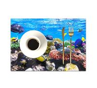 DASNK Tovagliette Plastica Lavabili, Set di 4 Tovagliette Non-scivolose Resistenti al calore,Tovaglietta per Cucina,Oceano, coralli tropicali, banchi di pesci, vita le in un paesaggio marino,30x45cm