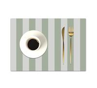 DASNK Tovagliette Plastica Lavabili, Set di 4 Tovagliette Non-scivolose Resistenti al calore,Tovaglietta per Cucina,Strisce verde salvia,30x45cm