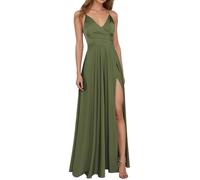 Dasongff Abito lungo da donna, estivo, senza maniche, scollo a V, abito da cocktail, da sera, cerimonia, senza maniche, con scollo a V, senza maniche, in raso