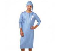 Dasongff Camicia da notte da uomo in cotone con berretto da notte con nappa, pigiama a maniche lunghe top, pigiama da uomo, maglietta lunga girocollo abbigliamento per interni, maglietta di grandi