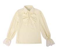 Dasongff Camicia medievale pirata a maniche lunghe retrò rinascimentale con lacci per ragazzi Camicie tradizionali Cosplay Camicette leggere, Beige 2, 6-7 Anni