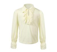 Dasongff Camicia medievale pirata a maniche lunghe retrò rinascimentale con lacci per ragazzi Camicie tradizionali Cosplay Camicette leggere, Beige 1, 2-3 Anni