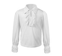 Dasongff Camicia medievale pirata a maniche lunghe retrò rinascimentale con lacci per ragazzi Camicie tradizionali Cosplay Camicette leggere, Bianco 1, 2-3 Anni