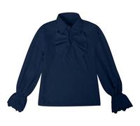 Dasongff Camicia medievale pirata a maniche lunghe retrò rinascimentale con lacci per ragazzi Camicie tradizionali Cosplay Camicette leggere, Blu 2, 4-5 Anni