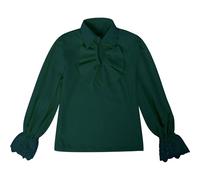 Dasongff Camicia medievale pirata a maniche lunghe retrò rinascimentale con lacci per ragazzi Camicie tradizionali Cosplay Camicette leggere, Verde 2, 8-9 Anni