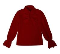 Dasongff Camicia medievale pirata a maniche lunghe retrò rinascimentale con lacci per ragazzi Camicie tradizionali Cosplay Camicette leggere, Rosso 2, 6-7 Anni